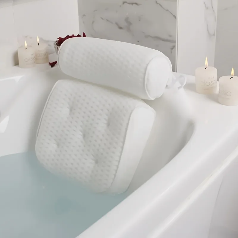 4D Mesh Badewannenkissen Nacken Rückenstütze Schnell trocknend mit Saugnäpfen verwendet für Badewannenspa-Zubehör
