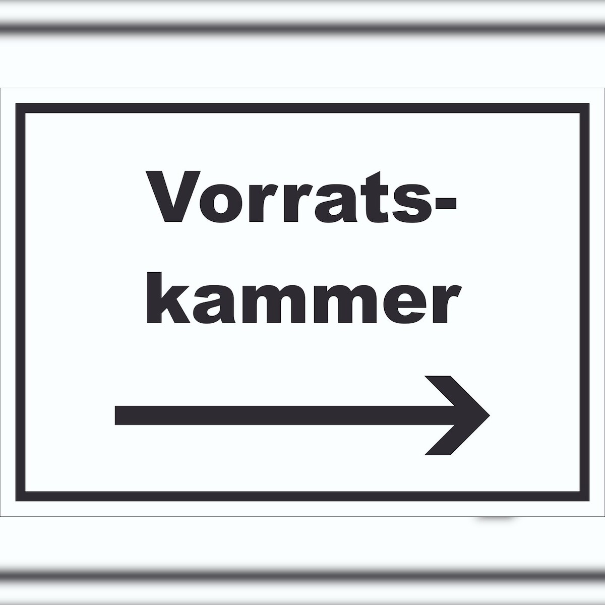 HB-Druck Vorratskammer Schild mit Text Richtungspfeil rechts Pantry Reserve waagerecht A0 Rückseite selbstklebend Image
