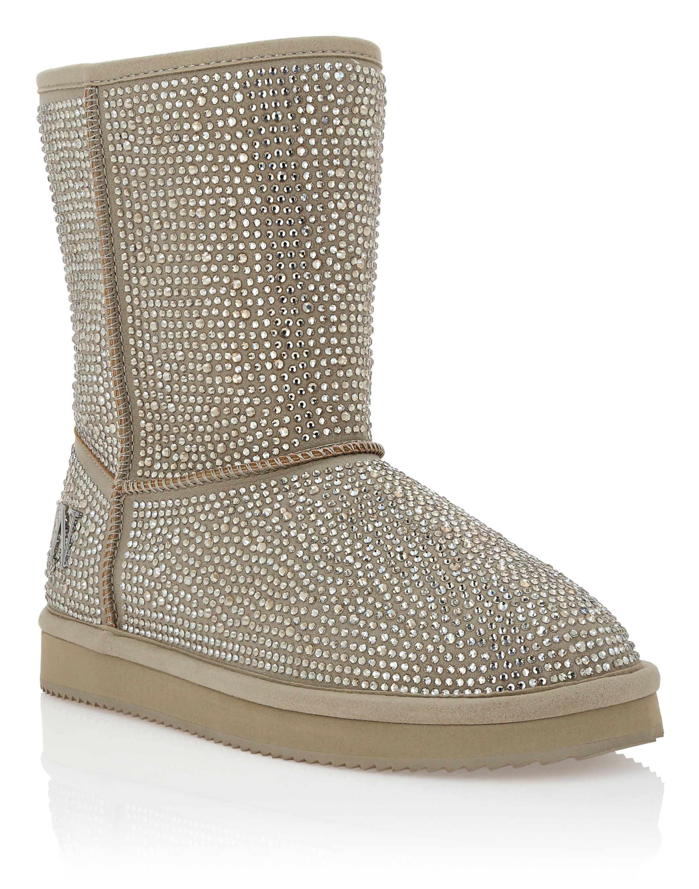 Schnürstiefelette PHILIPP PLEIN "Verziert", Damen, Gr. 35, Normalschaft, 06, beige, Schuhe Schnürstiefelette