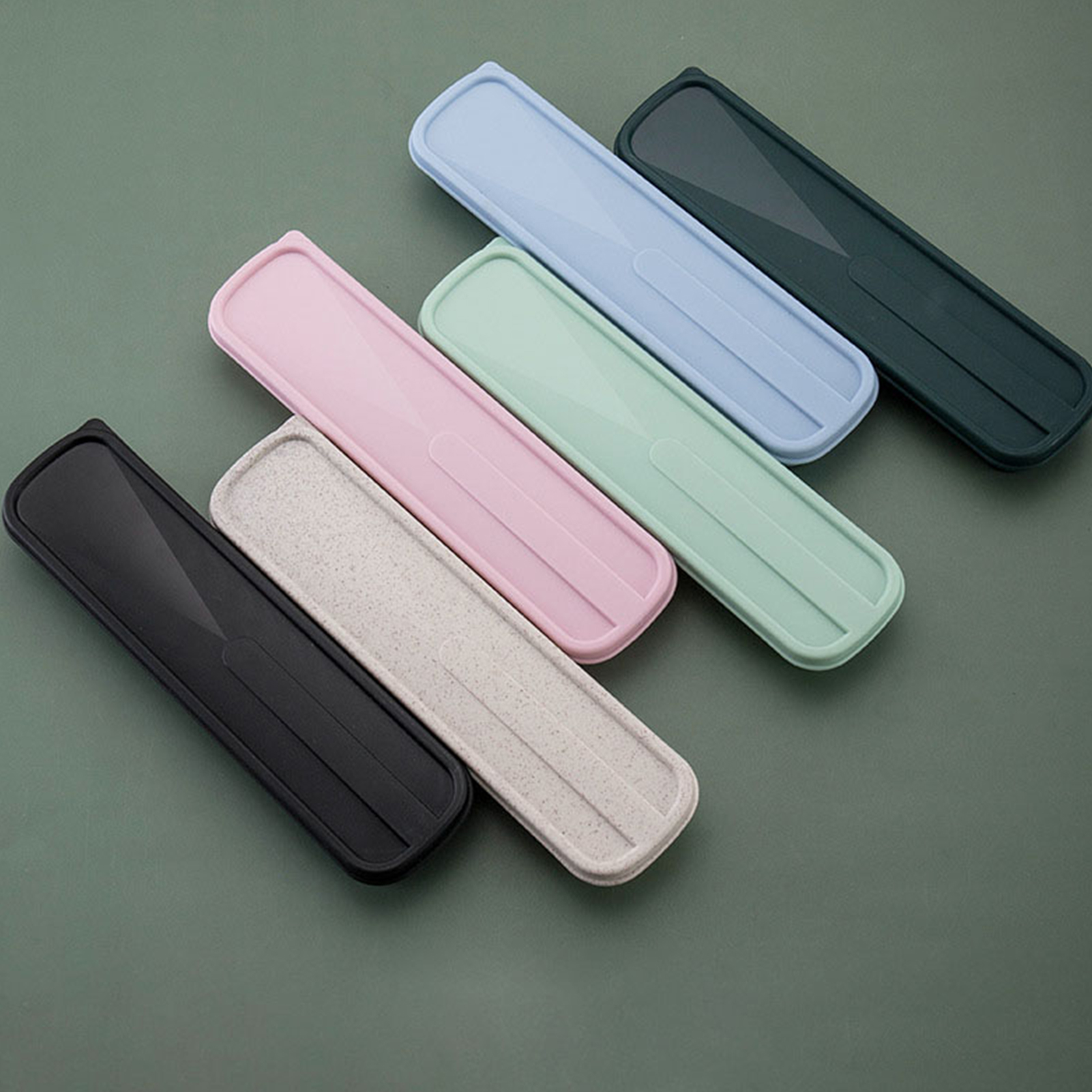 Drop resistant Tableware Box, Portable Cutlery Case, Flip Cover Spoon Storage, Environmental Household Box beige