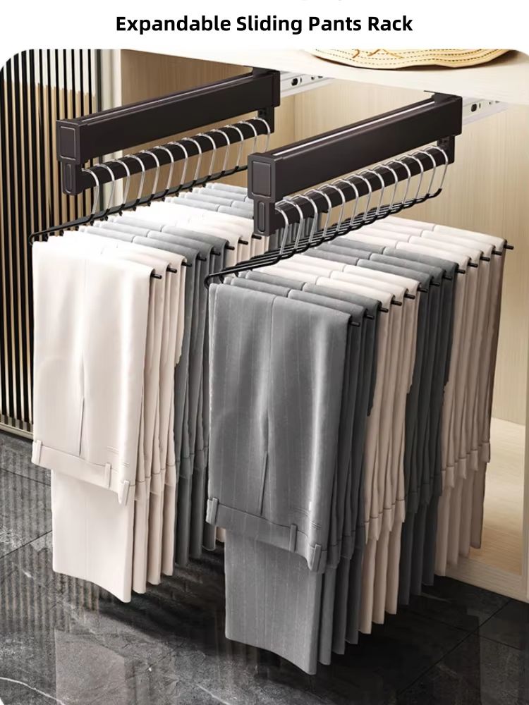 Space Saving Expandable Sliding Pants Rack 18.11 inch White