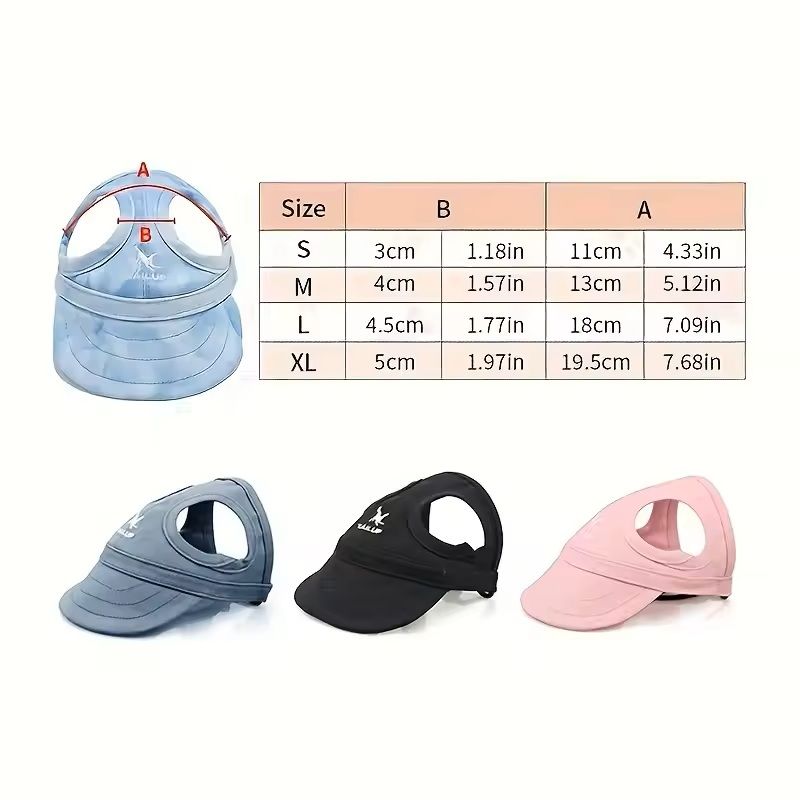 Adjustable PVC Dog Sun Hat Waterproof Pet Hat With Elastic Band For Small, Medium & Large Breeds black l