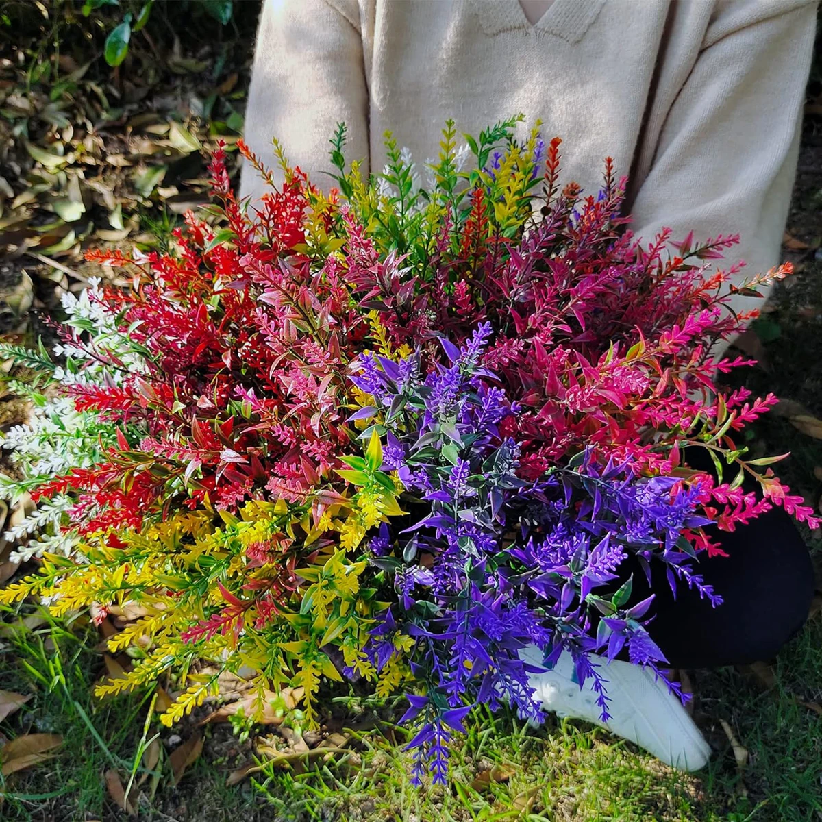 6/12PCS Artificial Plants Lavender Wedding Bridal Vases Home Room Christmas Wreath Crafts Outdoor Garden Window Sill Decorations