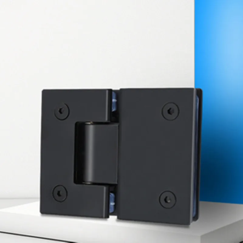 Schwarz 180 grad glas bad mit dusche zimmer büro glas partition tür edelstahl zwei-weg scharnier (XYGL-26)