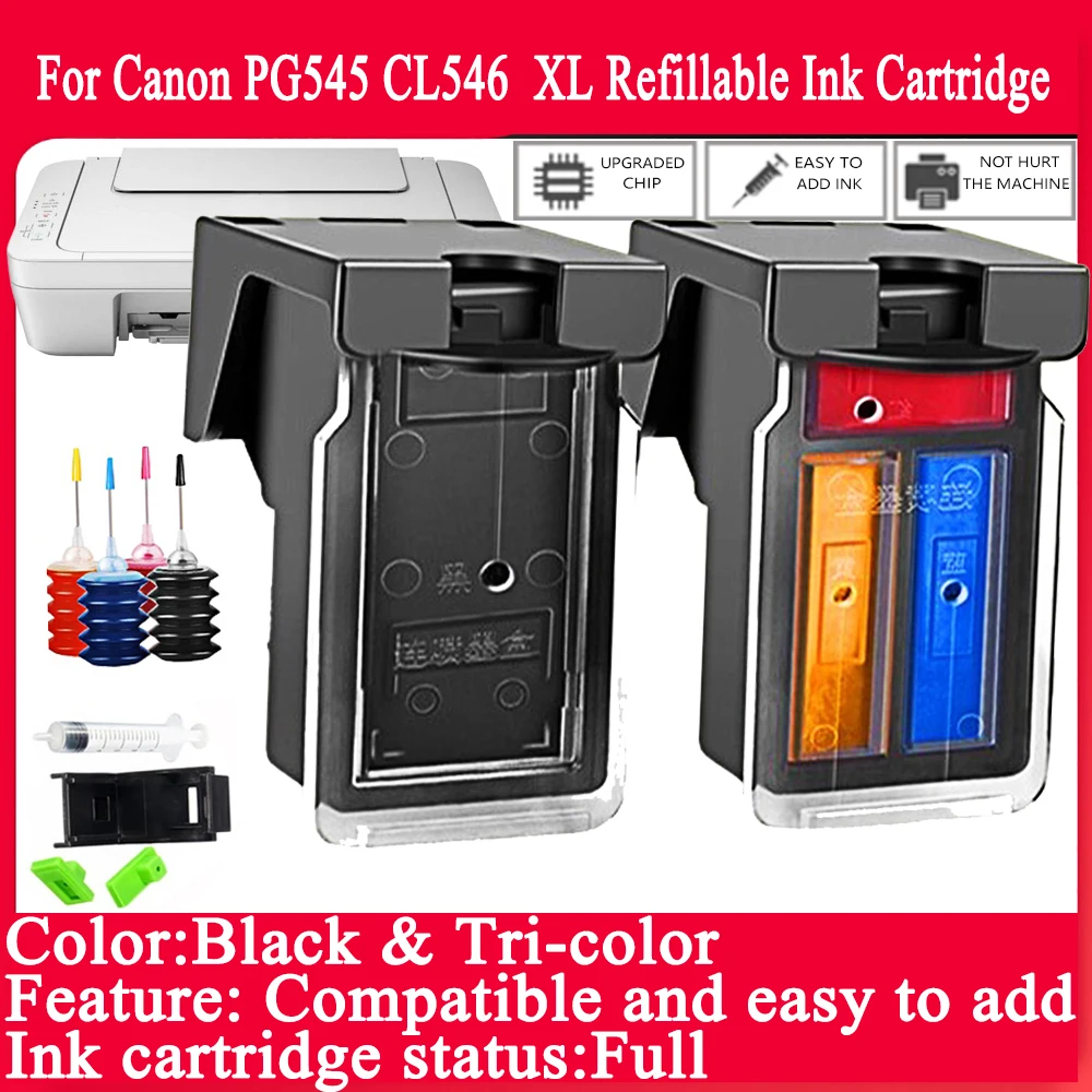 Nachfüllbare Tintenpatrone PG545XL CL546 Kompatible Vollpatrone für Canon Pixma Pixma IP2800 IP2850 MG2400 MX490 MX494 Drucker Image
