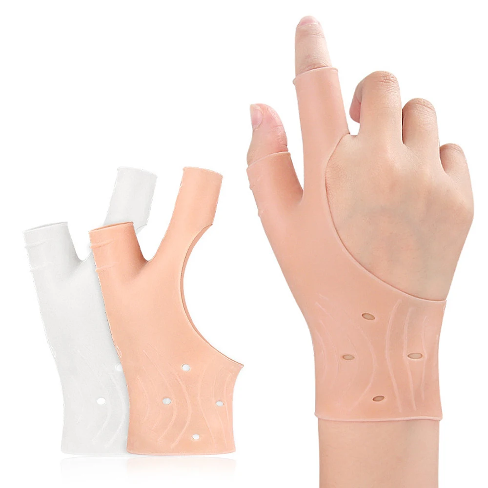 1 Stück Handgelenk-Hand-Daumenhandschuhe, wasserdichte elastische Silikon-Gel-Handgelenkstütze, mit Daumenloch, für Handdruck Image