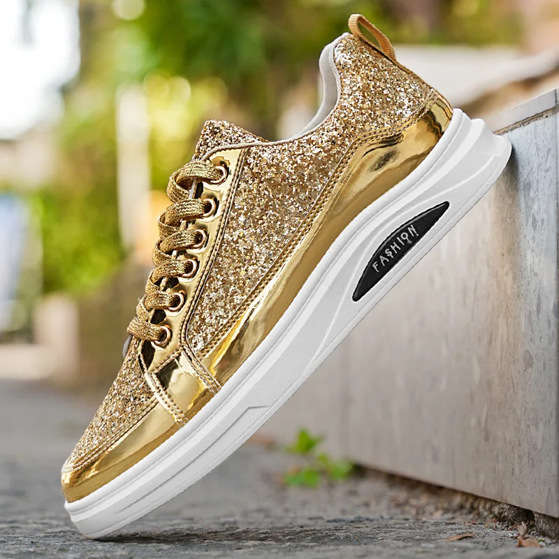 Männer Turnschuhe Neue Luxus Mode Skateboard Schuhe Glitter Casual Schuhe Männer Plattform Vulkanisieren Schuhe Große Größe Tenis