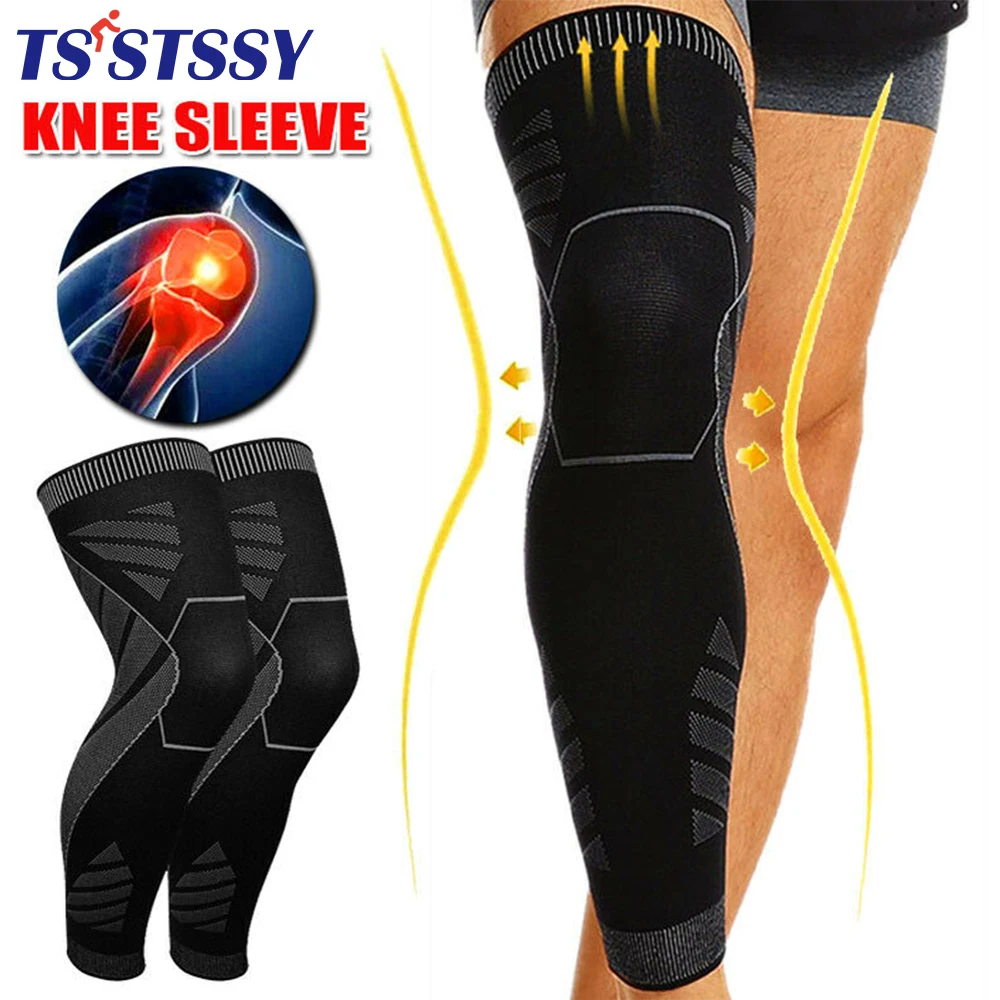 1/2Pcs Sport Volle Bein Kompression Ärmeln Knie Brace Unterstützung Schutz für Gewichtheben Arthritis Joint Pain Relief Muskel reißen Image