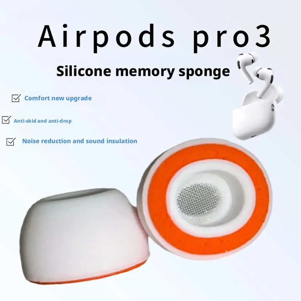 Memory-Schaum-Ohrpolster, Ohrstöpsel für AirPods Pro 3, kabellose Bluetooth-Kopfhörer, Abdeckungen, Ohrpolster, Ohrstöpsel aus Silikon mit Schwamm, 1/2 Stück Image
