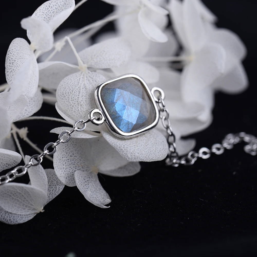 ITSMOS Armband aus natürlichem Labradorit, einfacher Edelstein, blaues Licht, zierlicher Luxus, eleganter romantischer Schmuck für Frauen und Mädchen, Geschenk Image