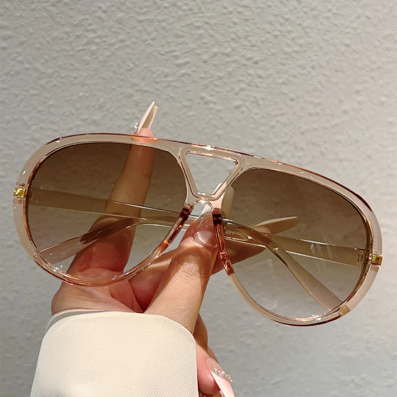 KAMMPT Übergroße Pilot Sonnenbrille Männer Mode Doppel Brücke Outdoor Decor Shades Frauen Trendy Marke Design Casual Sonnenbrille Image