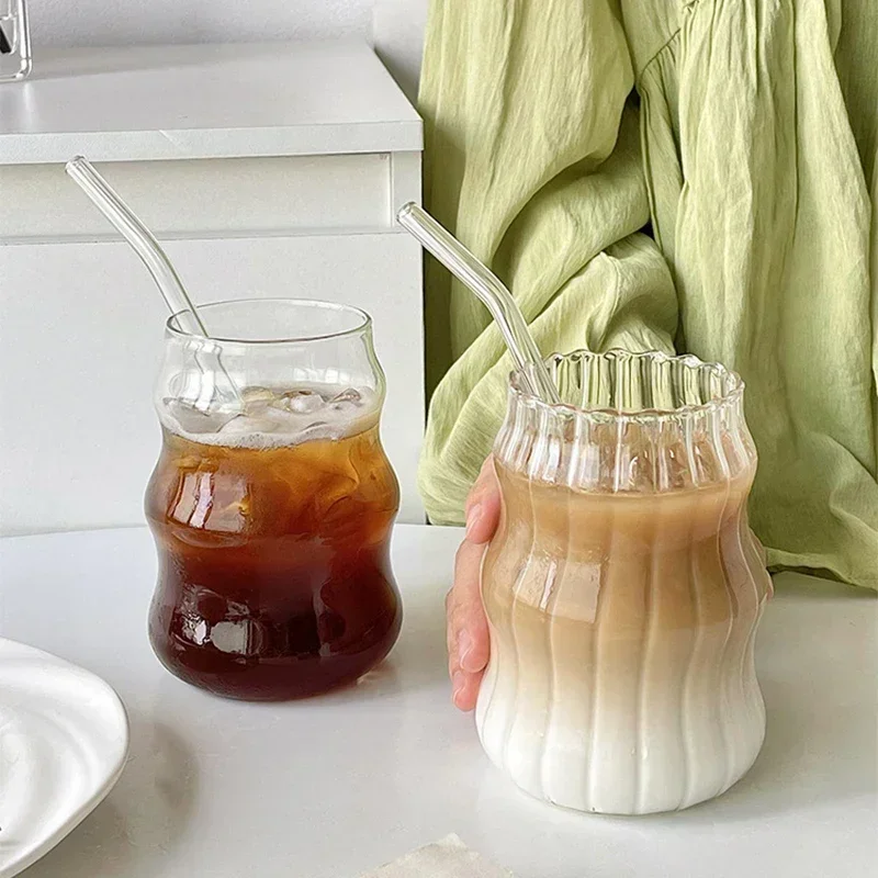 550ml transparente Bubble Tea ästhetische Glas becher mit Strohhalmen Bierkrüge Erdbeer milchsaft Krug Kaffeetasse Trinkbecher Image