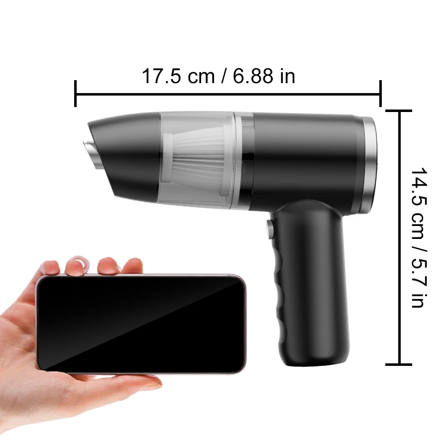 BELIBUY ABS Hochleistungs-Akku-Handstaubsauger mit Ein-Klick-Start und abnehmbarem Staubbehälter für starke Saugkraft auf Sofas und Autos Image