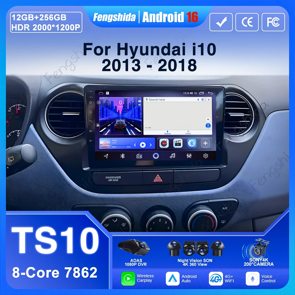 Android 15 Für Hyundai i10 2013 2014 2015 2016-2018 Auto Multimedia Navigation Auto Radio Stereo Carplay Wifi DVD Keine 2 Din Image