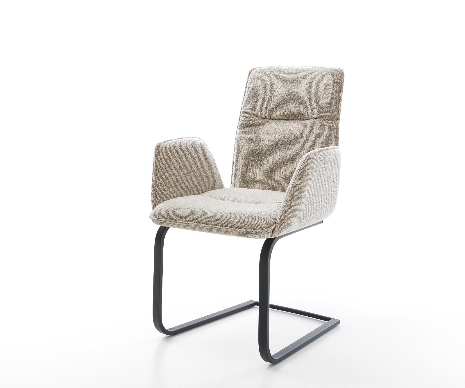 DELIFE Freischwinger Vinja-Flex Webstoff Soft Beige Freischwinger flach Schwarz, Esszimmerstühle Image