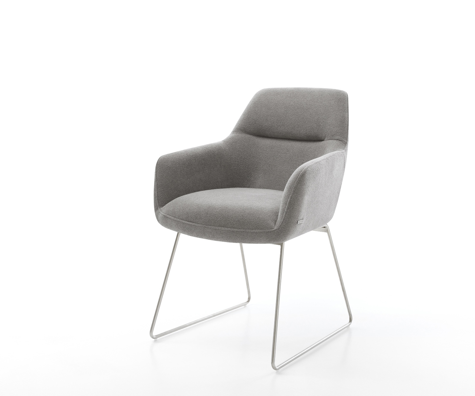 DELIFE Esszimmerstuhl Pejo-Flex Strukturstoff Soft Grau Kufengestell Edelstahl Taschenfederkern, Esszimmerstühle Image