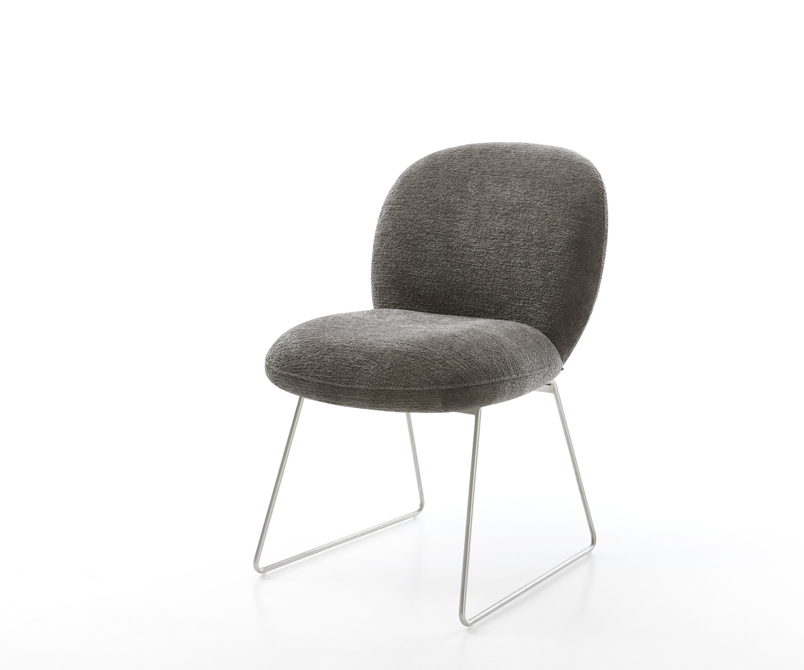 DELIFE Esszimmerstuhl Nube-Flex Bouclé Soft Schlamm Kufengestell Edelstahl Taschenfederkern, Esszimmerstühle Image