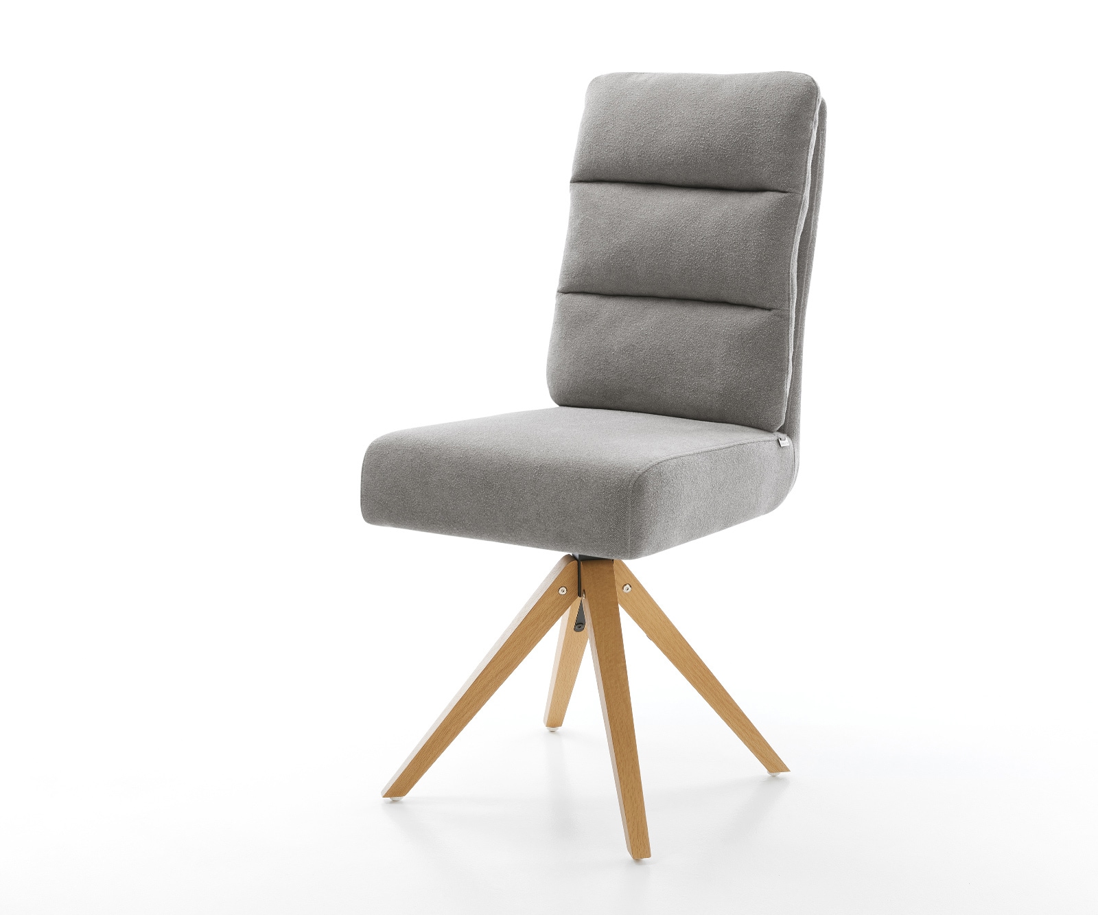 DELIFE Drehstuhl Pela-Flex Strukturstoff Soft Grau Holzgestell kantig Natur 180° drehbar Taschenfederkern, Esszimmerstühle Image