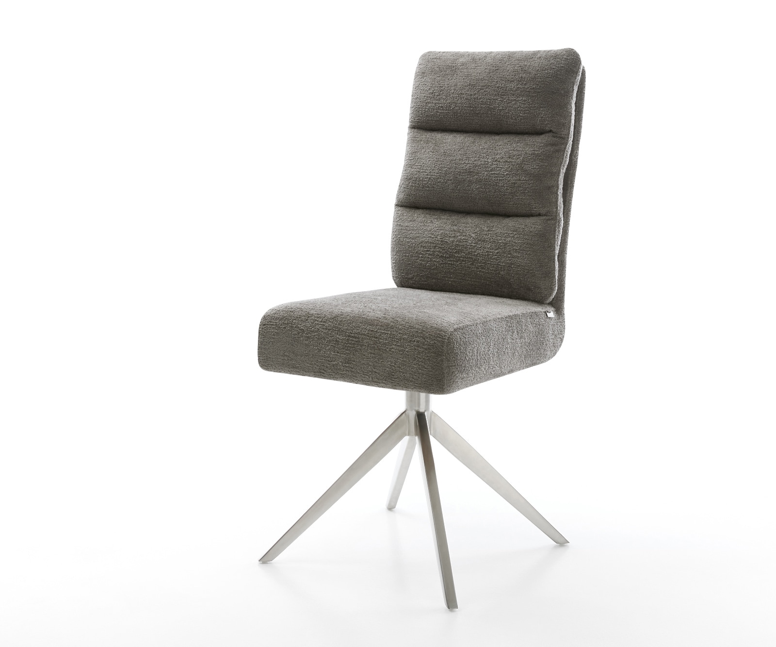 DELIFE Drehstuhl Pela-Flex Bouclé Soft Schlamm Kreuzgestell breit Edelstahl 360° drehbar Wippfunktion Taschenfederkern, Esszimmerstühle Image