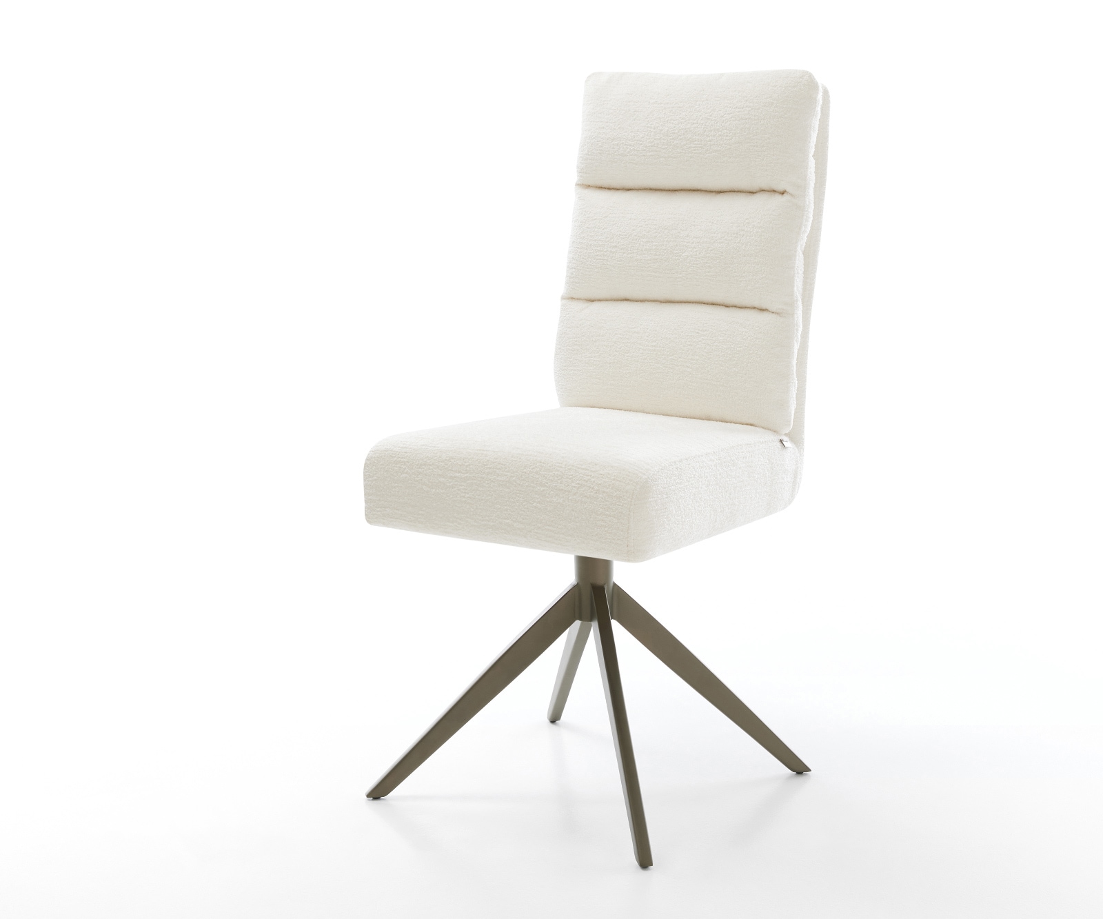 DELIFE Drehstuhl Pela-Flex Bouclé Soft Beige Kreuzgestell breit Effektfinish Titan 360° drehbar Wippfunktion Taschenfederkern, Esszimmerstühle Image