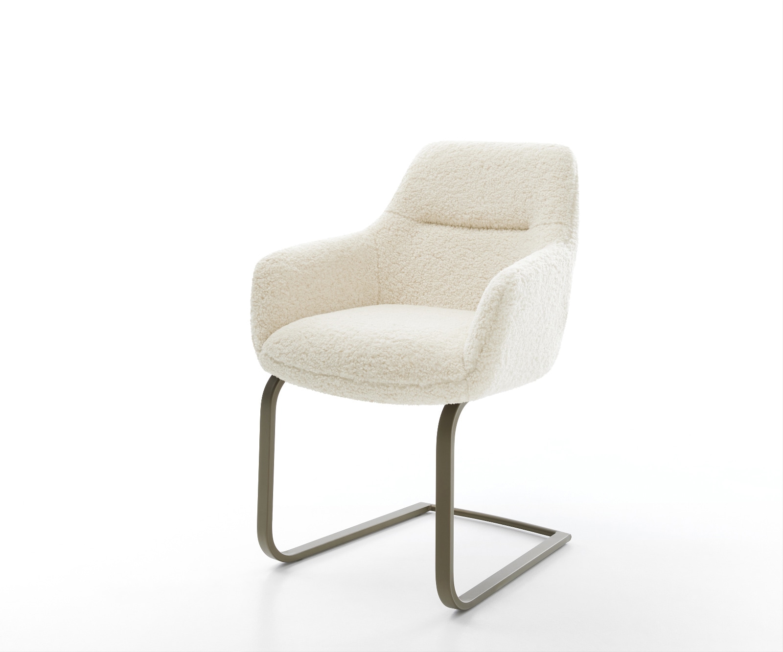 DELIFE Freischwinger Pejo-Flex Teddystoff Beige Freischwinger flach Effektfinish Titan Taschenfederkern, Esszimmerstühle Image