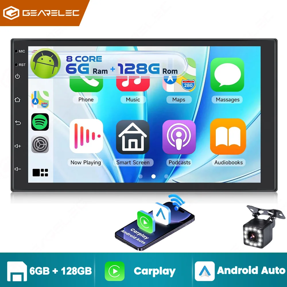 Autoradio Android 13 2 Din Carplay Android Auto lecteur vidéo multimédia de voiture universel 7 pouces autoradio Wifi GPS Navi Autoradio