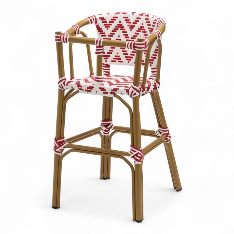 Bistromania Hochstuhl für Baby ALMA - Rote und Weiße Flechtarbeit Image