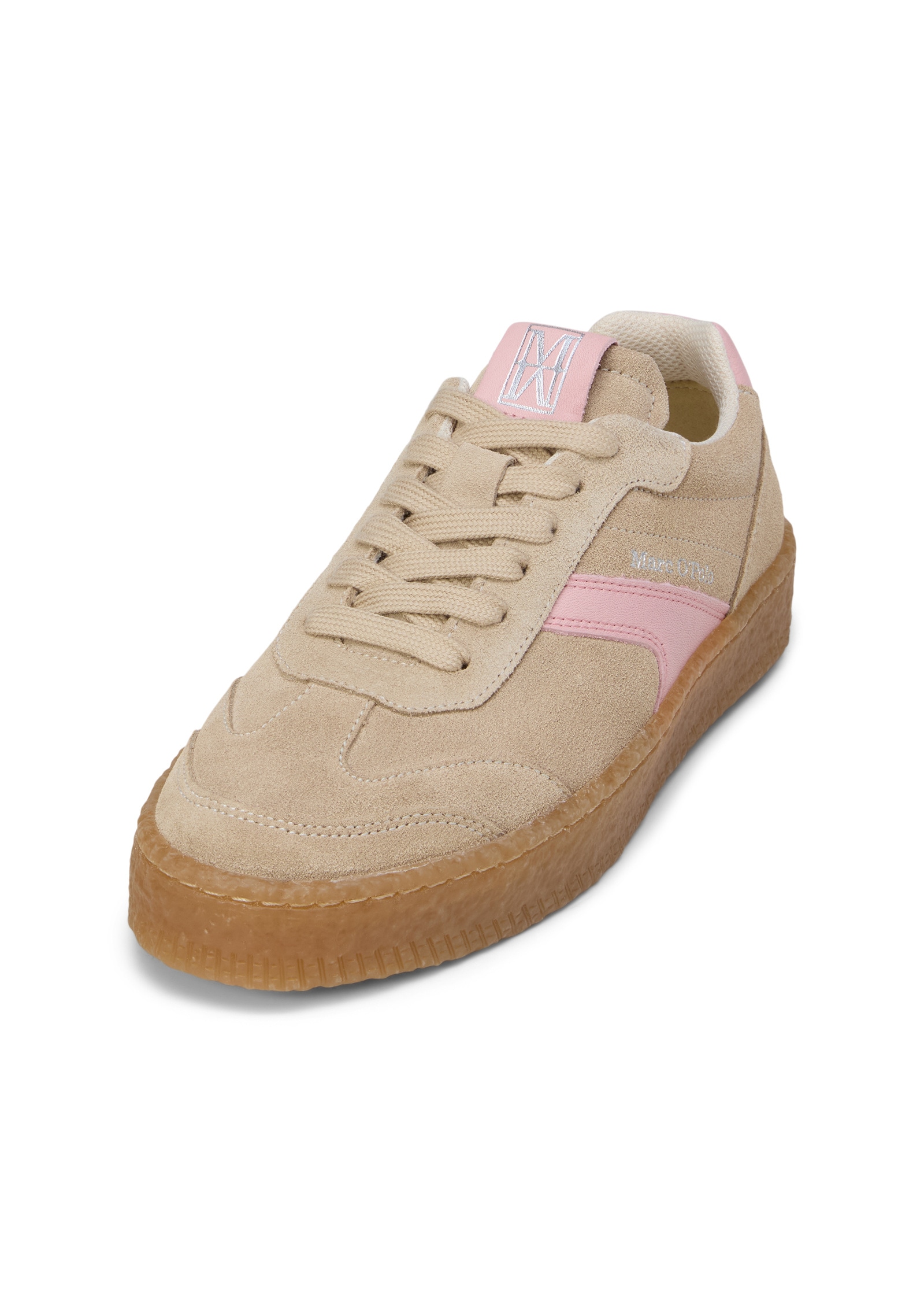 Sneaker MARC O'POLO "aus softem Veloursleder", Damen, Gr. 41, raw cream, natural rose, Obermaterial: 80% Leder, 20% Polyurethan, unifarben, Schuhe Sneaker