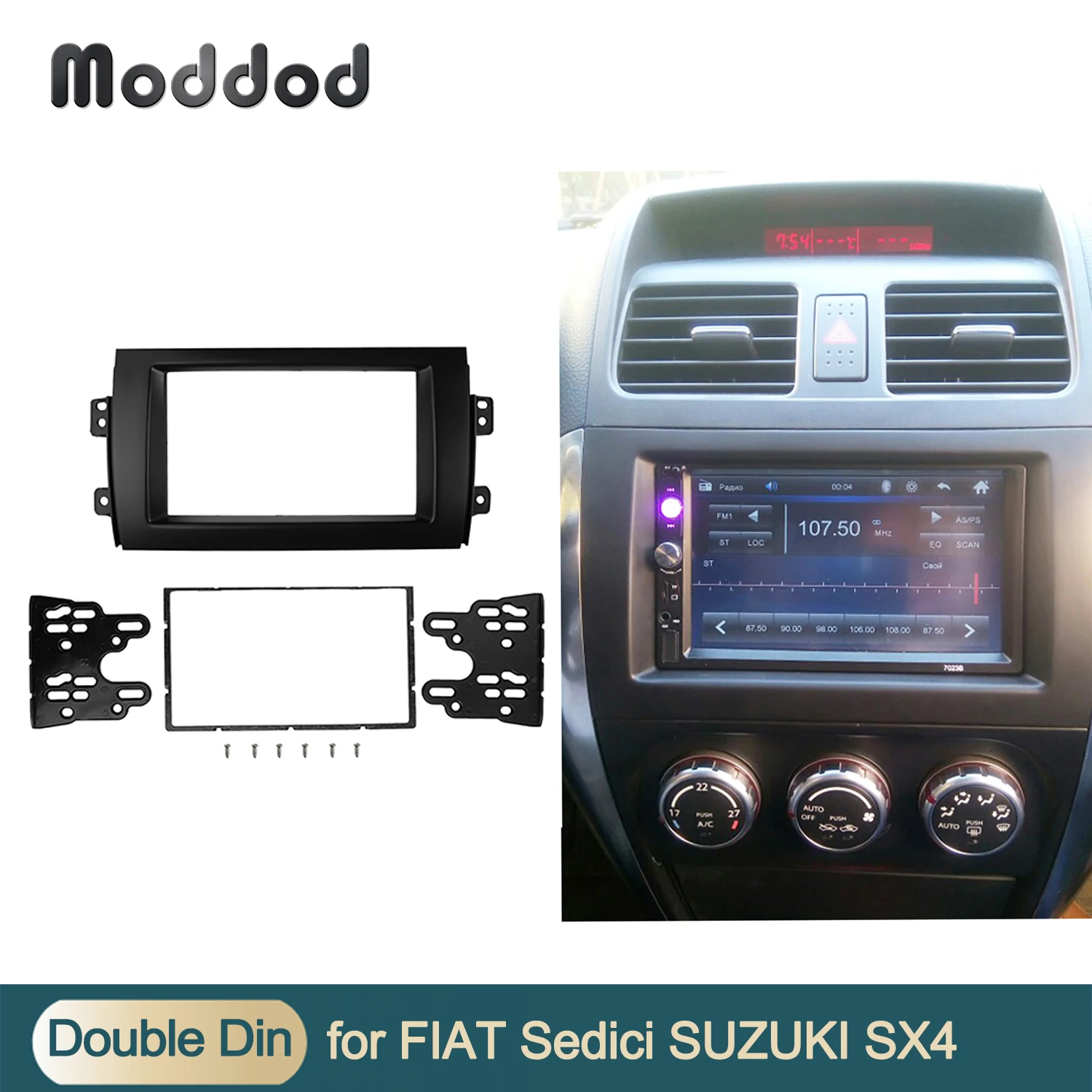 Doppel Din Fascia Für SUZUKI SX4 Fiat Sedici Radio-DVD-Dashboard Stereo-Panel Dash Montage Installation Trim Kit Rahmen Lünette Image