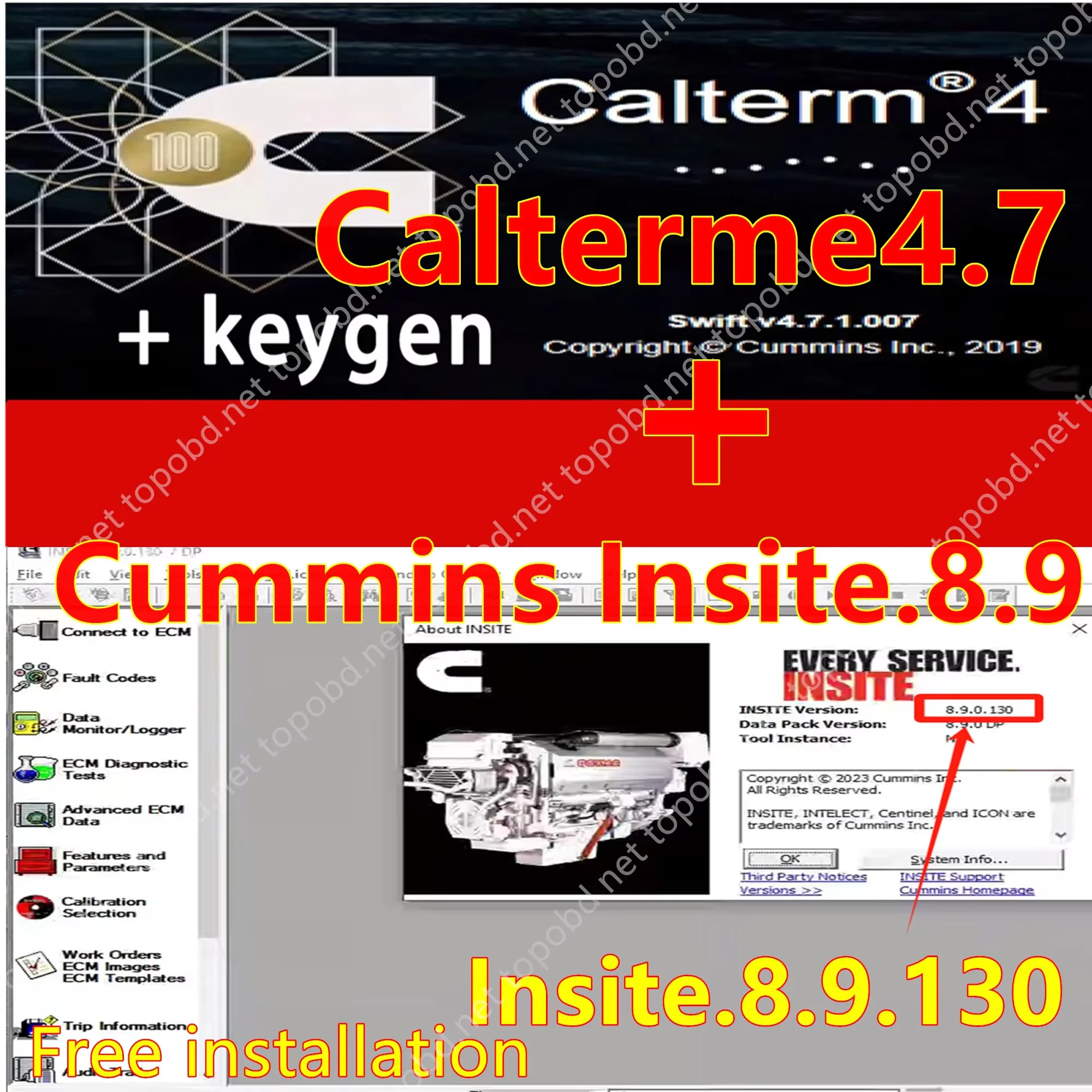 2025 Heißer Verkauf Cummins Insite 8.9.130+ Kalterm 4.7.1.007 Keygen Engine Diagnostic Fault Code Engine Diagnostic Test Adjustmen Image