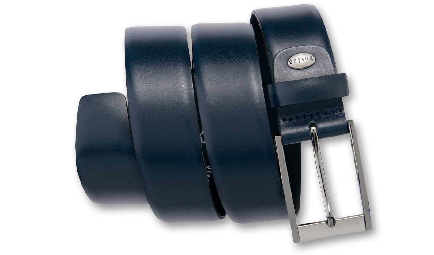 Ledergürtel BERND GÖTZ "Ledergürtel mit eleganter Schließe in Bicoloreffekt", Herren, Gr. 110, marine, Rindsleder, Gürtel Ledergürtel Image