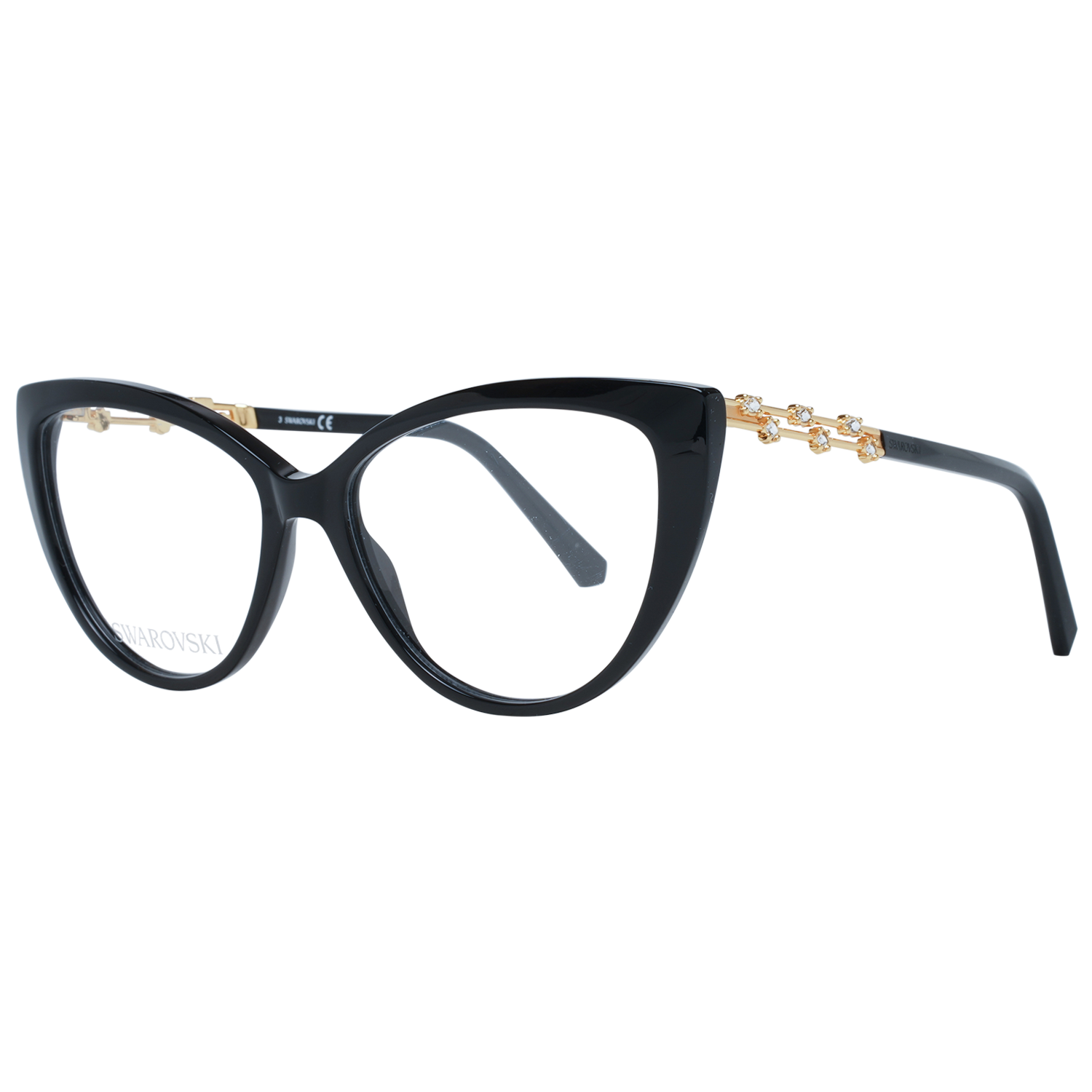 Swarovski Elegante Schwarze Katzenaugen Designer-Brille Image