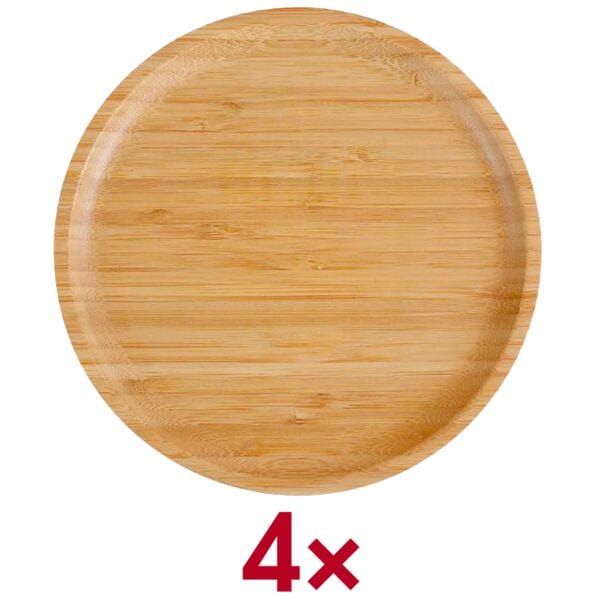 pandoo Mehrweg-Menüteller bambus Ø 20 cm 4 Stück braun, 20x2 cm
