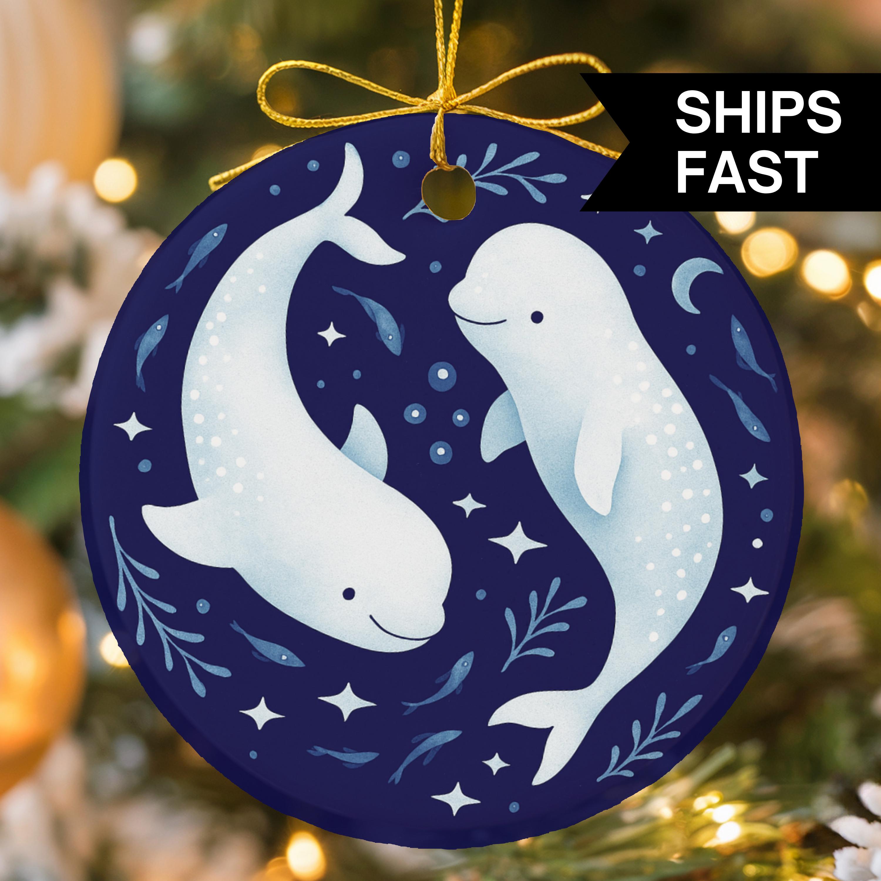 Decorazione natalizia costiera a forma di balena, decorazione natalizia in ceramica, decorazione natalizia a forma di balena, 2025
