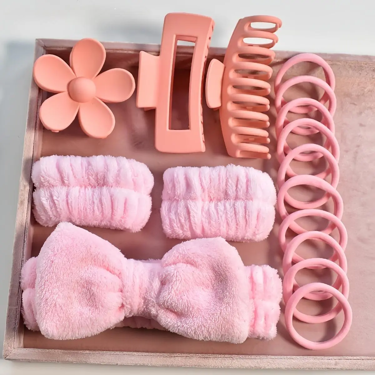 16-teiliges Haar-Accessoire-Set, Schleifen-Stirnbänder, nahtlose Haargummis, stabile Krallenklammern, Badezimmer-Accessoires, Bestseller