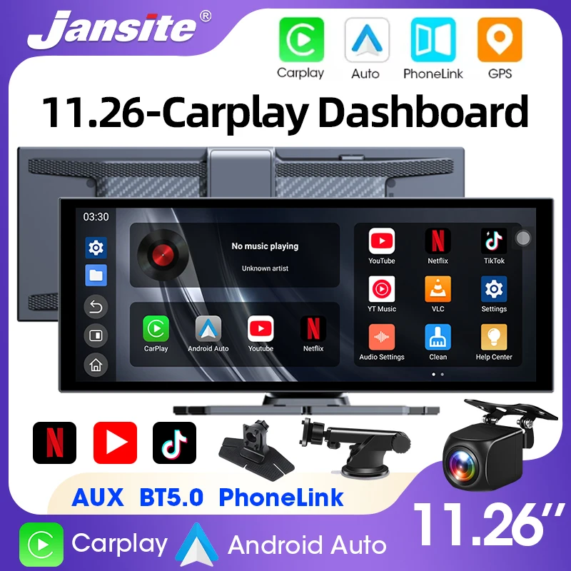 Universal 11,26 "zoll Android WIFI Auto Multimedia Player Bluetooth Drahtlose Carplay auto Monitor Bildschirm für YouTube für Netflix Image