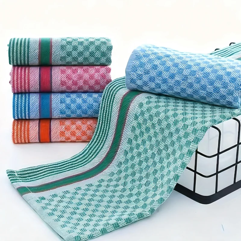 4er-Pack schlichte Küchentücher aus Polyester-Baumwolle in zufälligen Farben, saugfähige Geschirrtücher, Haushaltsreinigungstücher, unverzichtbare Reinigungstücher für Zuhause, Weihnachtsgeschenke Image