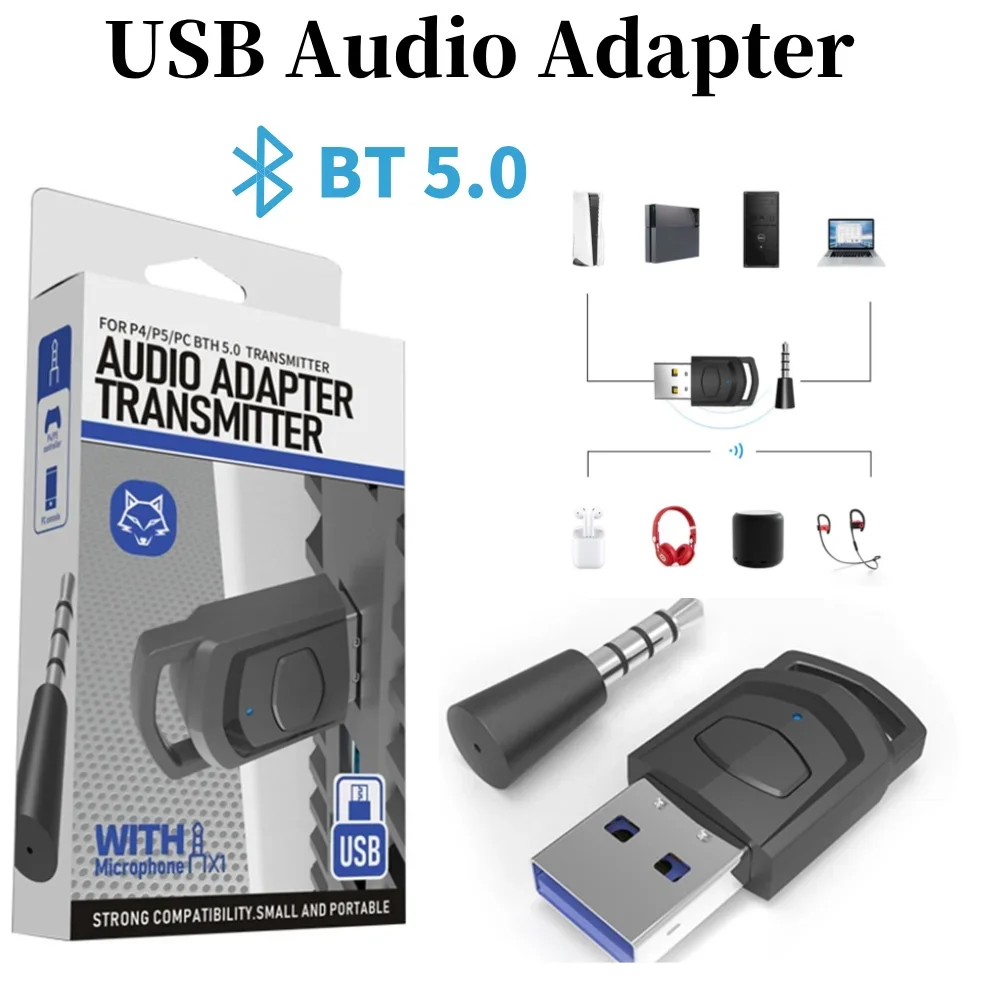 Wireless Sender Adapter Bluetooth 5,0 Empfänger für PS5 Spielkonsole Audio Kopfhörer PC Headset Image