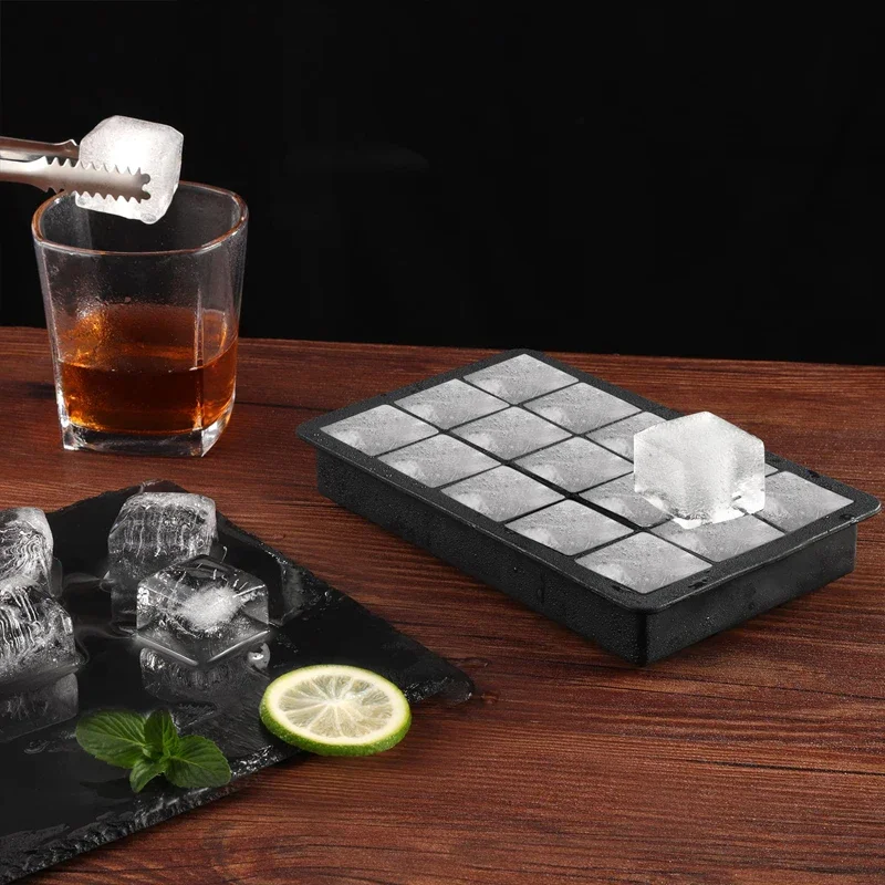 Neue 15-Gitter-Silikon-Eiswürfelformen, große Tablettform, Eiswürfelbereiter, wiederverwendbar, langlebig, für Bar, Pub, Whiskey, Cocktail, Eisblock-Maker Image