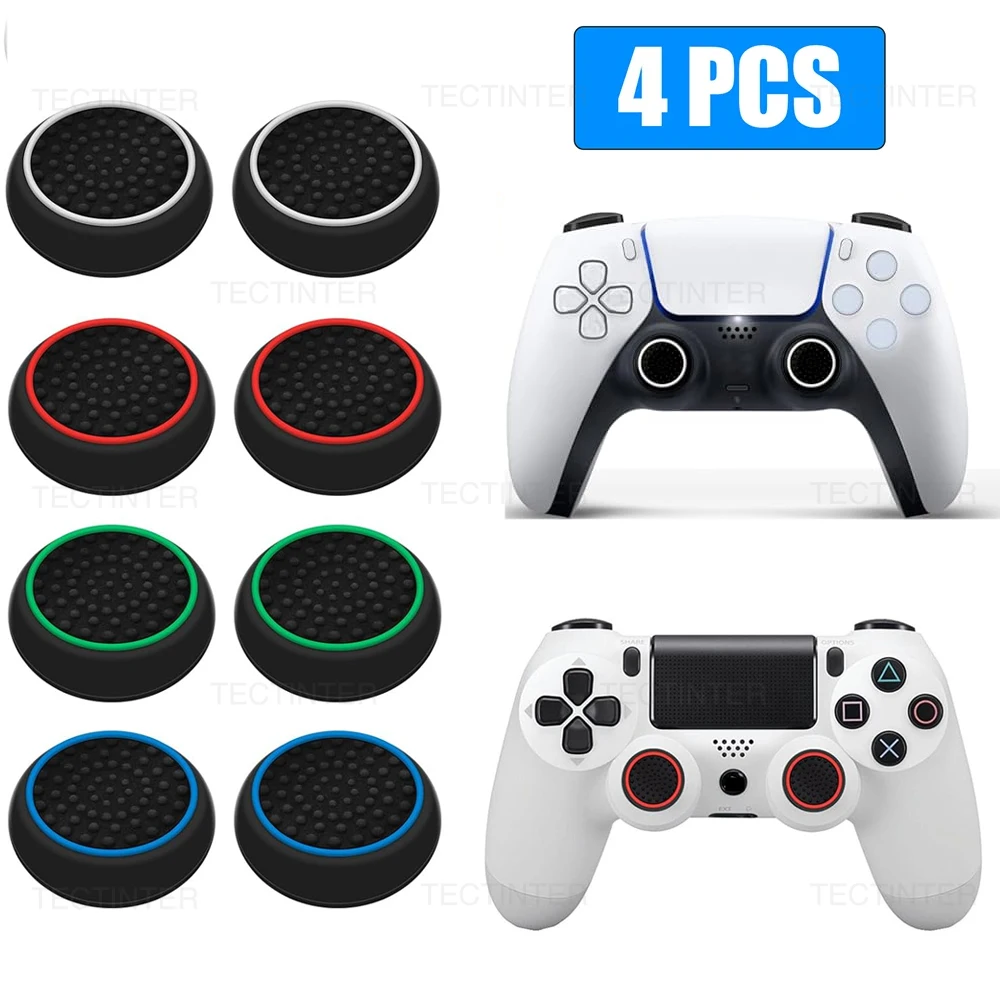4PCS Silicone Analog ThumbStick Grip Caps for PS5/PS4/PS3/Switch 2 JoyCon Cover for Xbox One/Xbox Series X S/Xbox 360 Controller