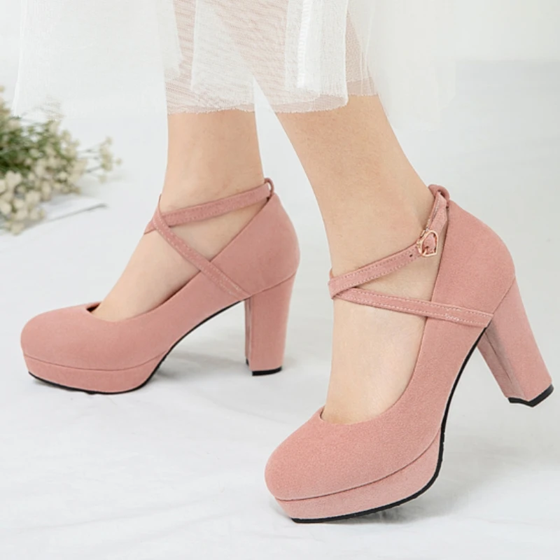 Damen Rosa High Heels Mary Jane Schuhe Kleid Pumps Riemen Schwarz Nude Mit Hohen Absätzen Party Hochzeit Büro Schuhe Weibliche Große Größe 45 48