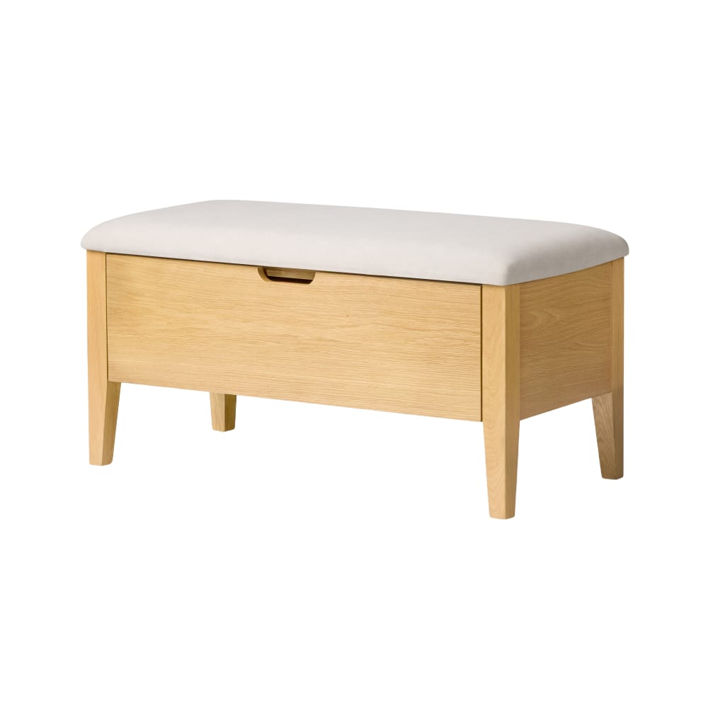 Banc en chêne massif 90 cm, assise beige