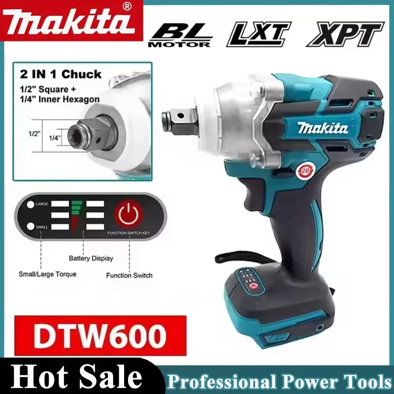 Makita DTW600 3100IPM 18V Akku-Schraubenschlüssel 1/2 Zoll bürstenloser Schraubendreher wiederaufladbarer Elektroschrauber Fahrzeug-Service-Tool Image