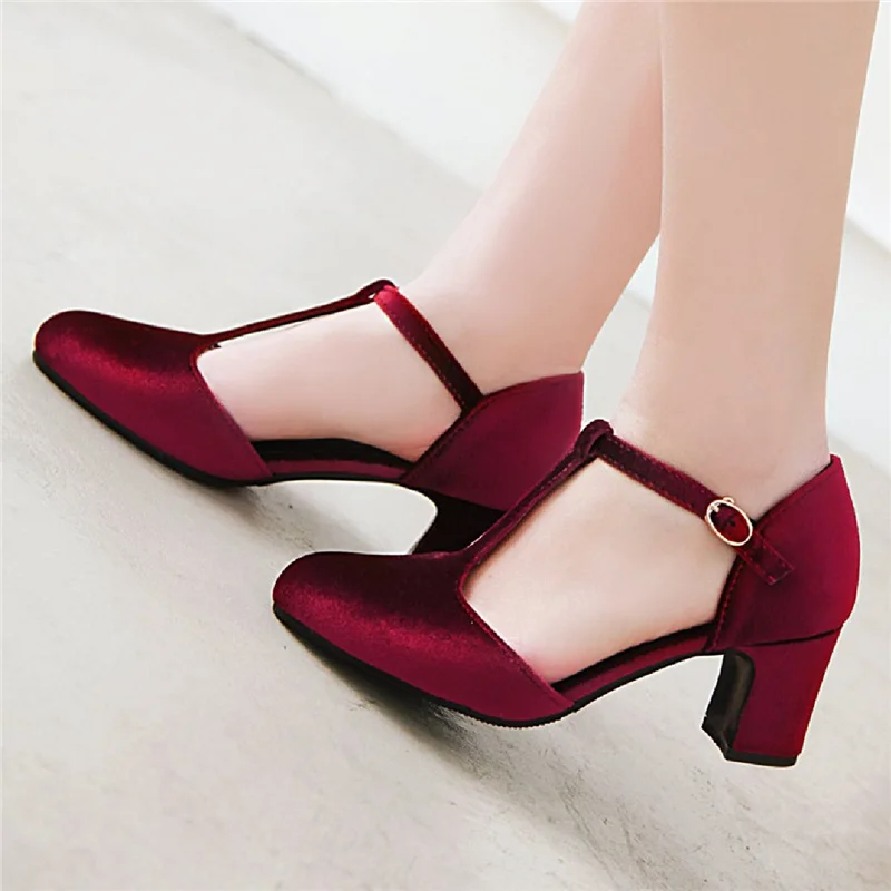 Mode T-Riemen High Heels Damen Pumps Samt Mary Janes Schuhe Rot Grün Mit Hohen Absätzen Party Hochzeit Büro Schuhe Damen Große Größe 45