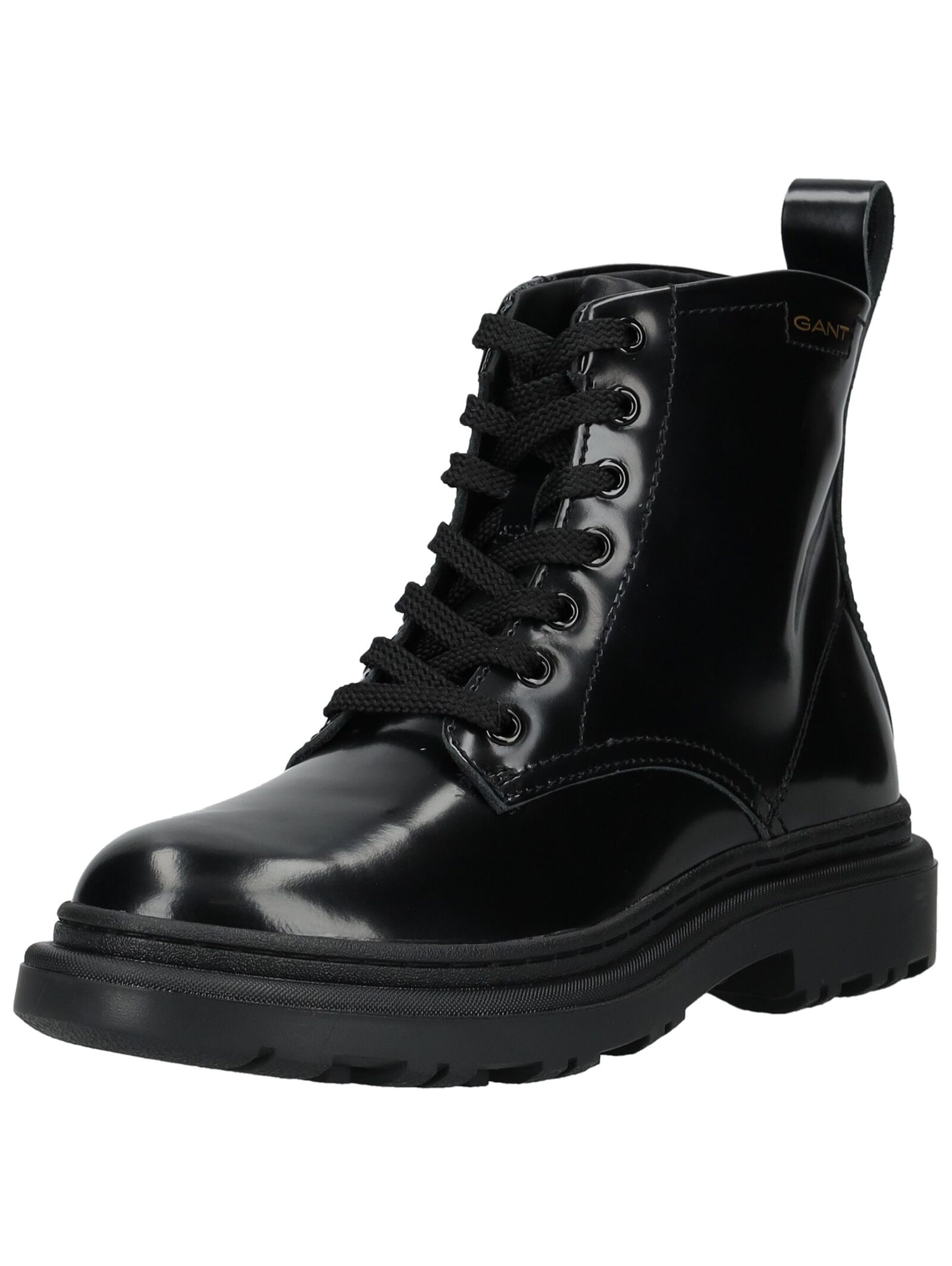 Schnürstiefelette GANT "Gant Stiefelette Lederimitat", Damen, Gr. 38, schwarz, Lederimitat, Schuhe Schnürstiefelette