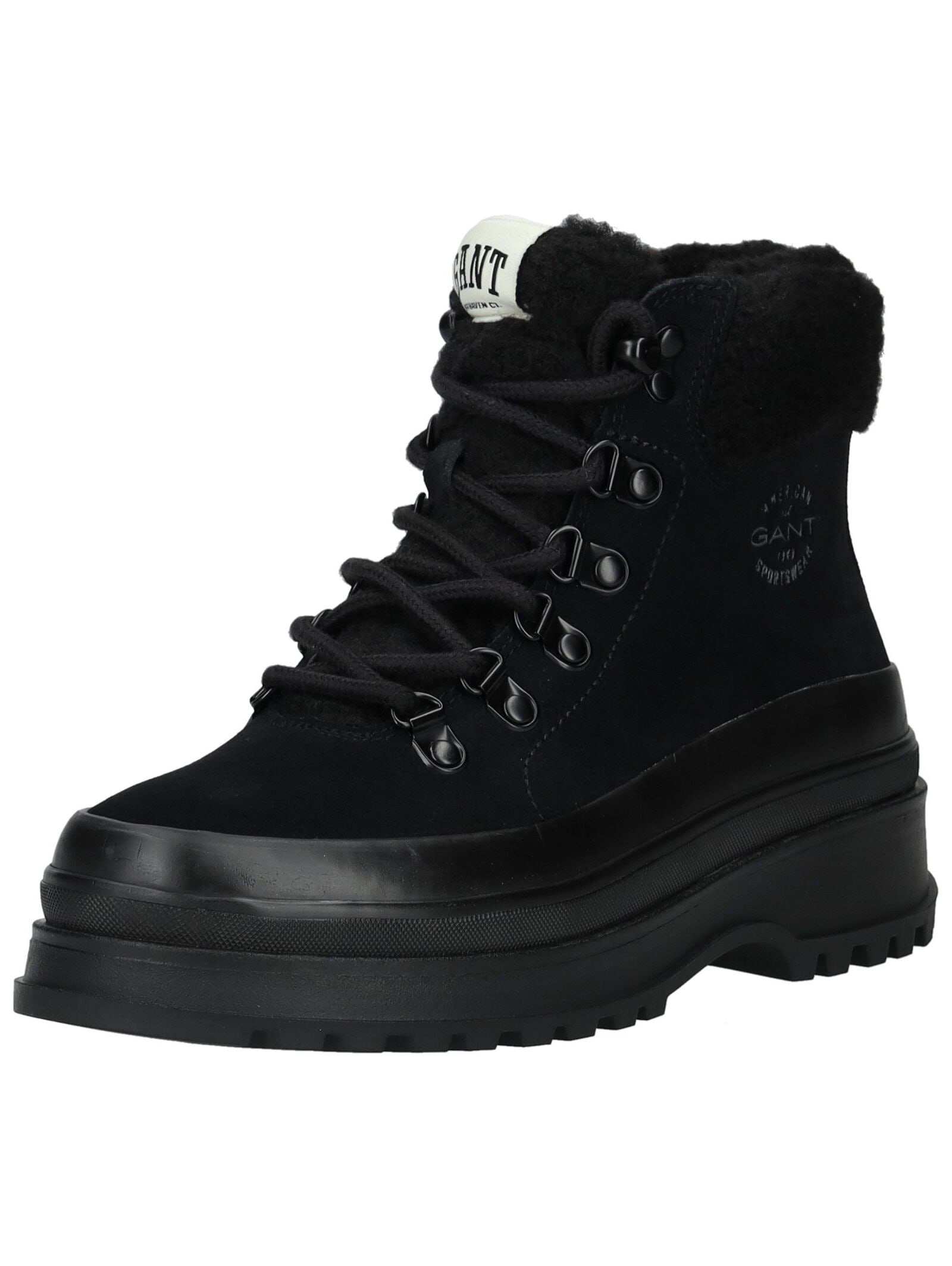 Schnürstiefelette GANT "Gant Stiefelette Veloursleder/Textil", Damen, Gr. 41, schwarz, Textil, Veloursleder, Schuhe Schnürstiefelette