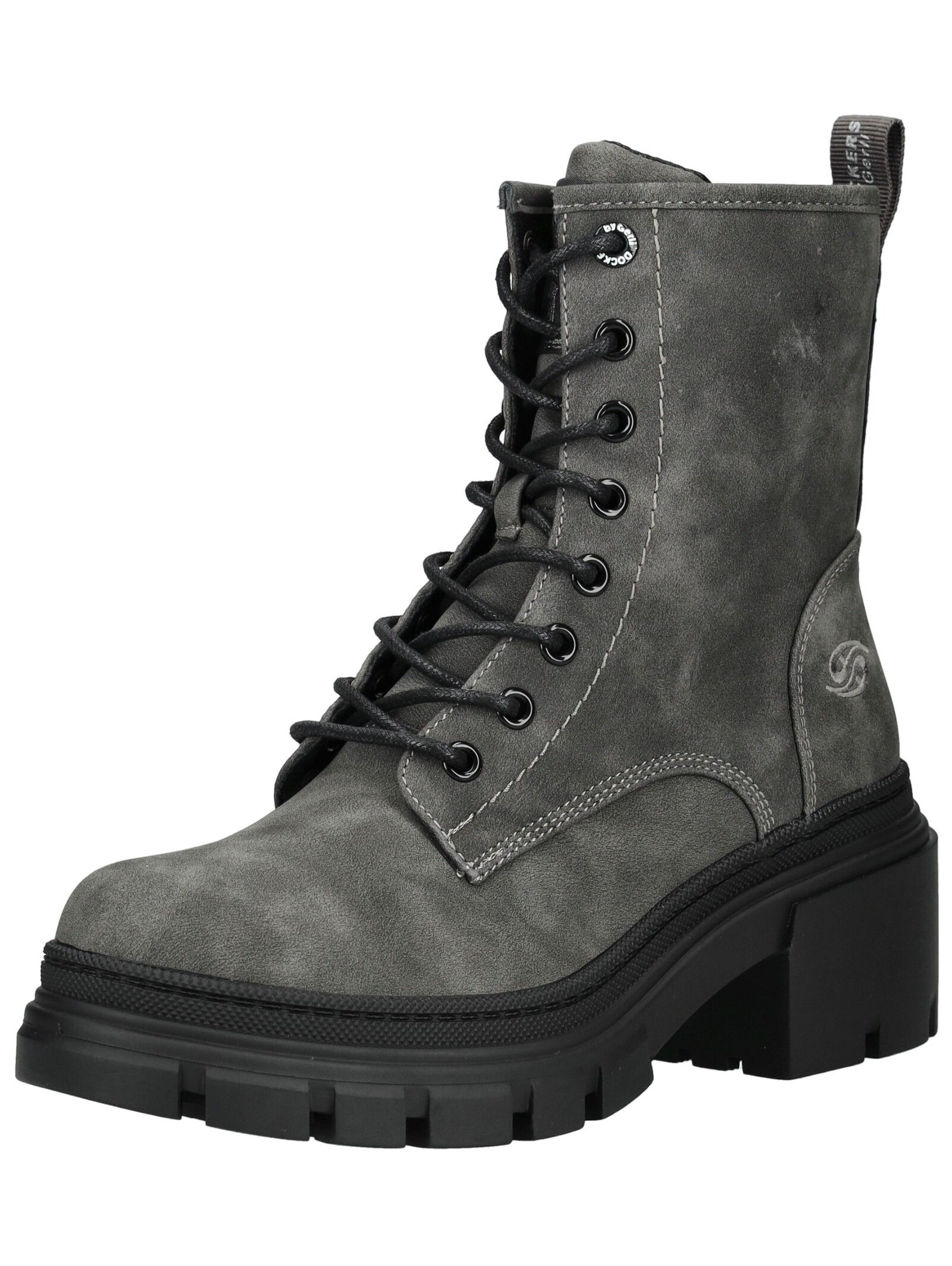 Schnürstiefelette DOCKERS BY GERLI "Dockers by Gerli Stiefelette Lederimitat", Damen, Gr. 37, dunkelgrau, Lederimitat, Schuhe Schnürstiefelette