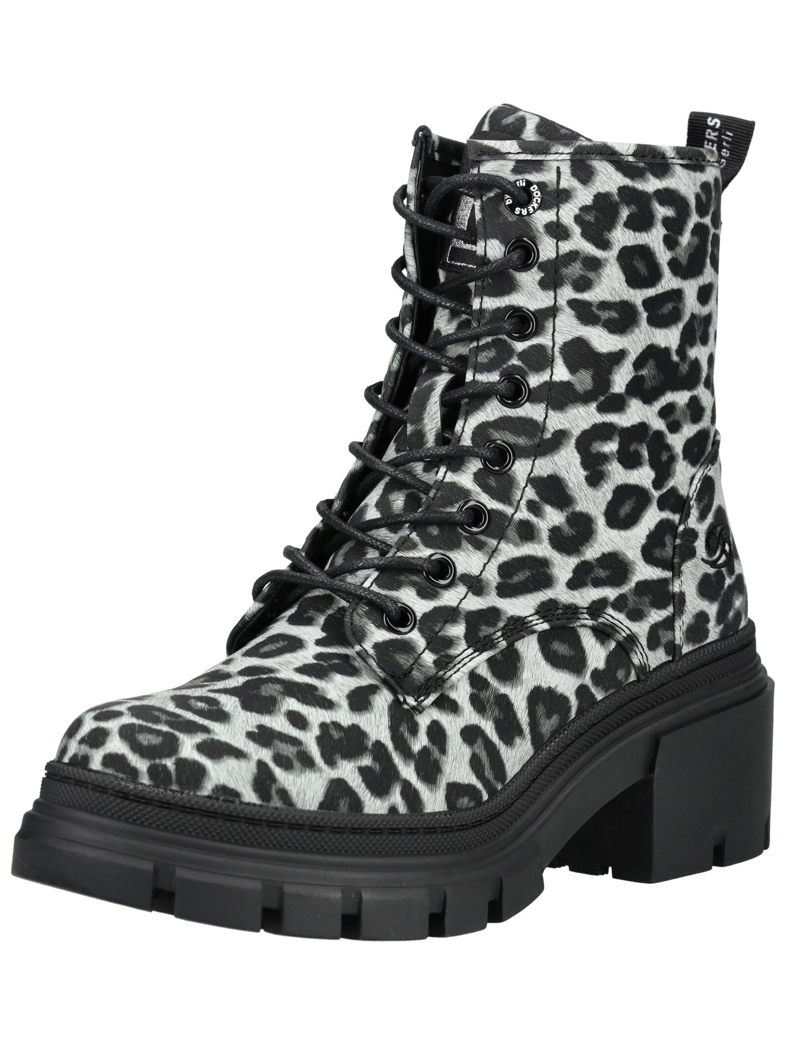 Schnürstiefelette DOCKERS BY GERLI "Dockers by Gerli Stiefelette Lederimitat", Damen, Gr. 40, schwarz, grau, Lederimitat, Schuhe Schnürstiefelette