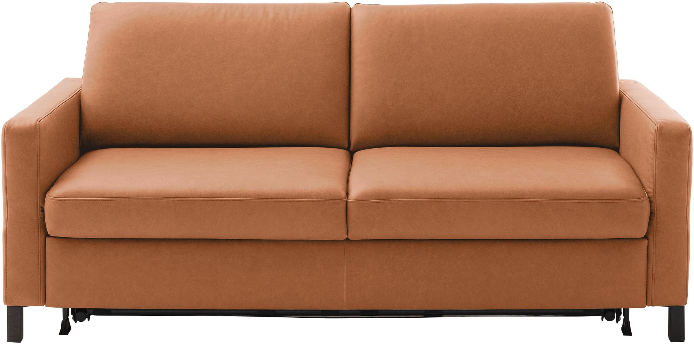 Schlafsofa HOME AFFAIRE "Calestra, 3-Sitzer mit Kaltschaummatratze, Breite 208 cm", cognac, B:208cm H:86cm T:102cm, 100% Leder, Sofas, Schlafsofa