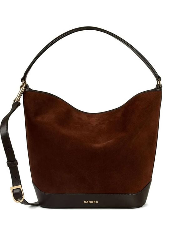 Suede Cross Body Bag - Brown - Sandro Shoulder Bags
